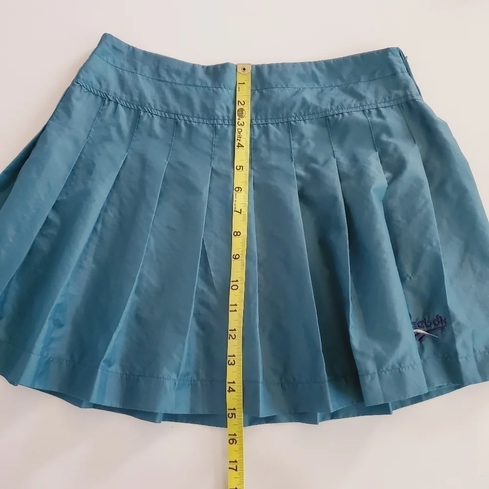 1311 * Reebok Pleated Nylon Mini Skirt Green Size 8 Vintage - Picture 8 of 8
